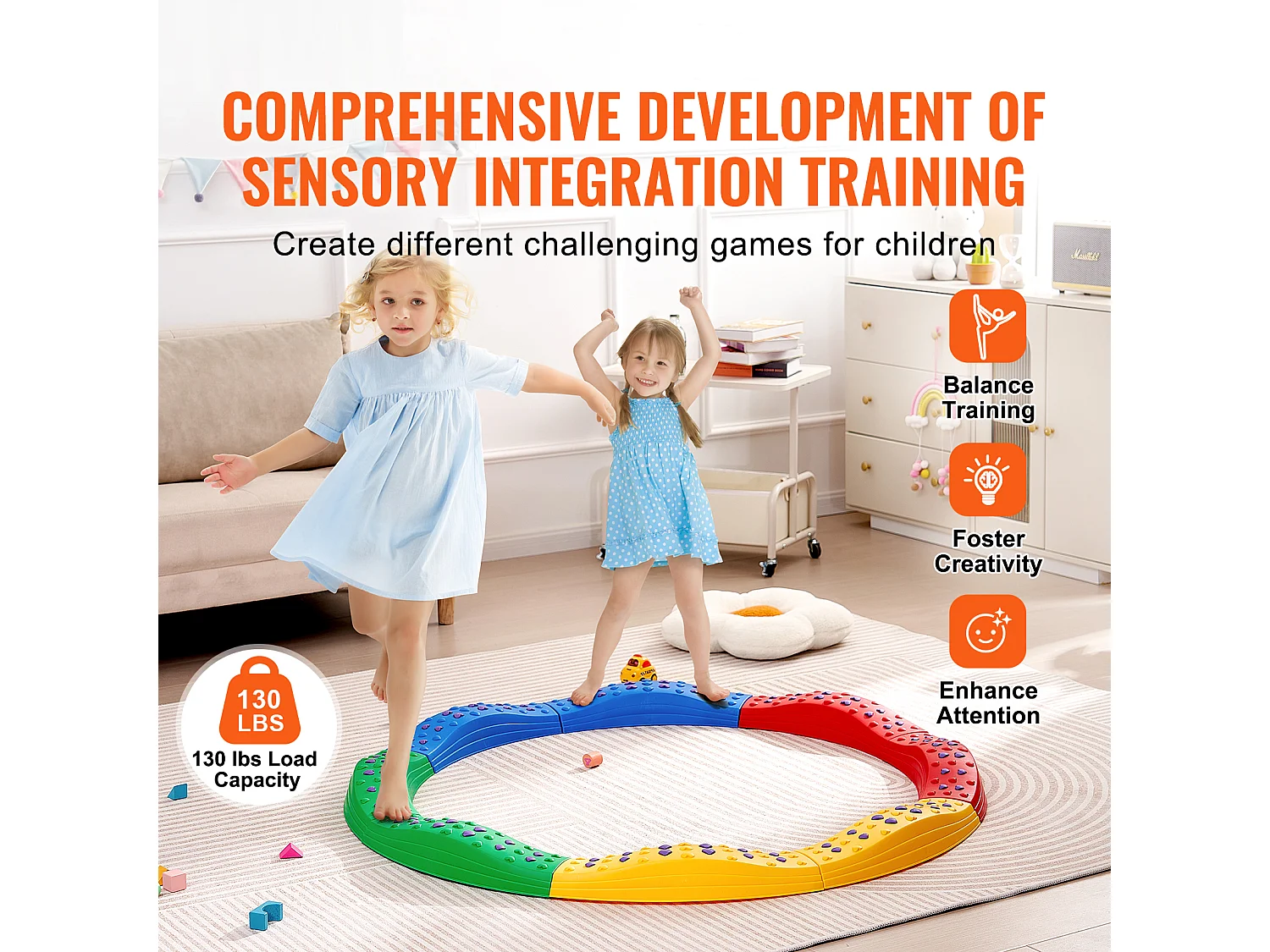 Poutre d'Équilibre SucceBuy Poutres d'Équilibre pour Enfants 8 Pièces, Planches d'Équilibre de Gymnastique