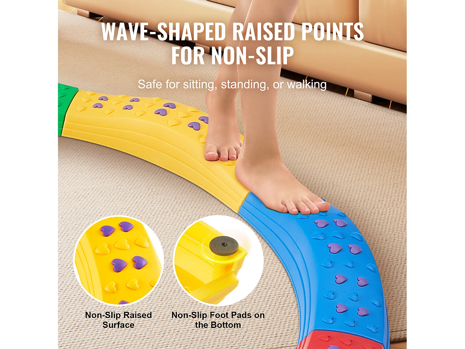 Poutre d'Équilibre SucceBuy Poutres d'Équilibre pour Enfants 8 Pièces, Planches d'Équilibre de Gymnastique