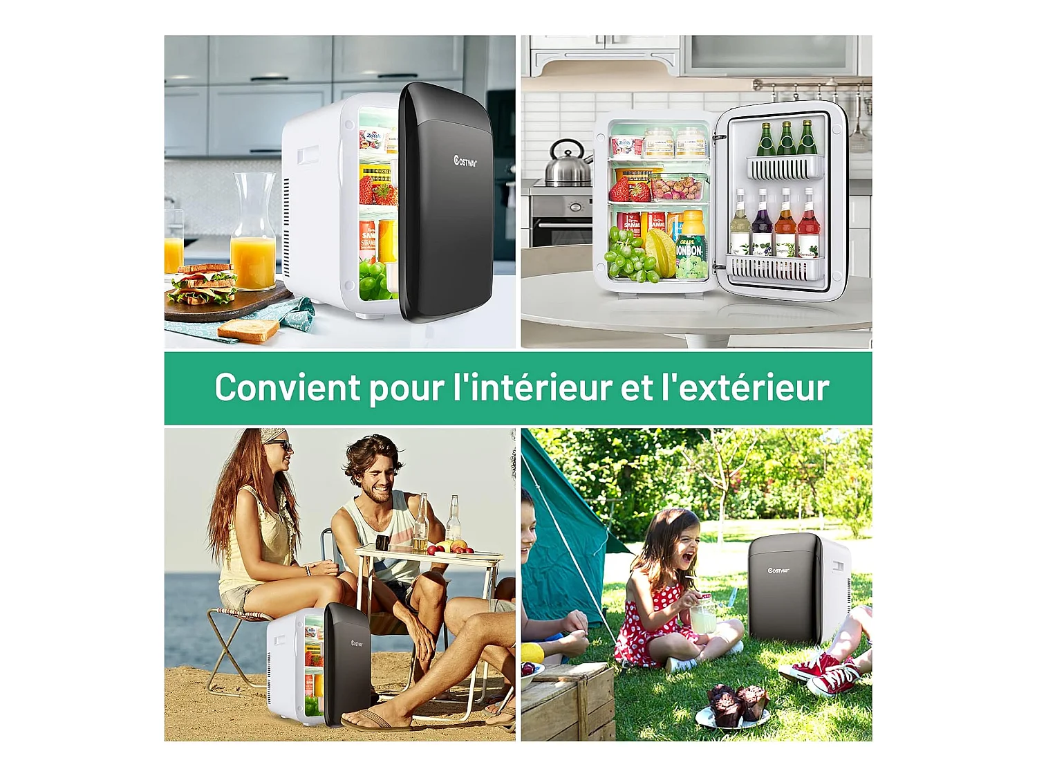 Mini Frigo 15L Mini Réfrigérateur 2 en 1 Fonction de Refroidissement et de Chauffage, Température -3 ℃ ~ 50 ℃, Mini frigo Portable 76 KWh/an (Noir)