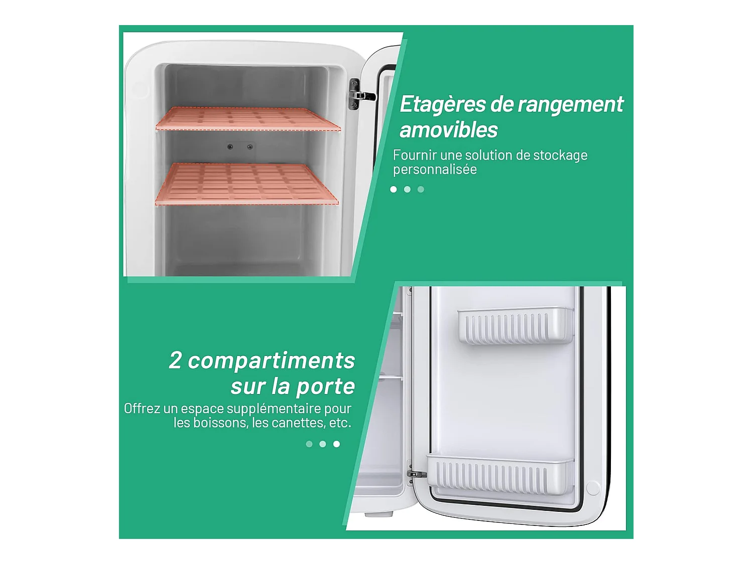Mini Frigo 15L Mini Réfrigérateur 2 en 1 Fonction de Refroidissement et de Chauffage, Température -3 ℃ ~ 50 ℃, Mini frigo Portable 76 KWh/an (Noir)