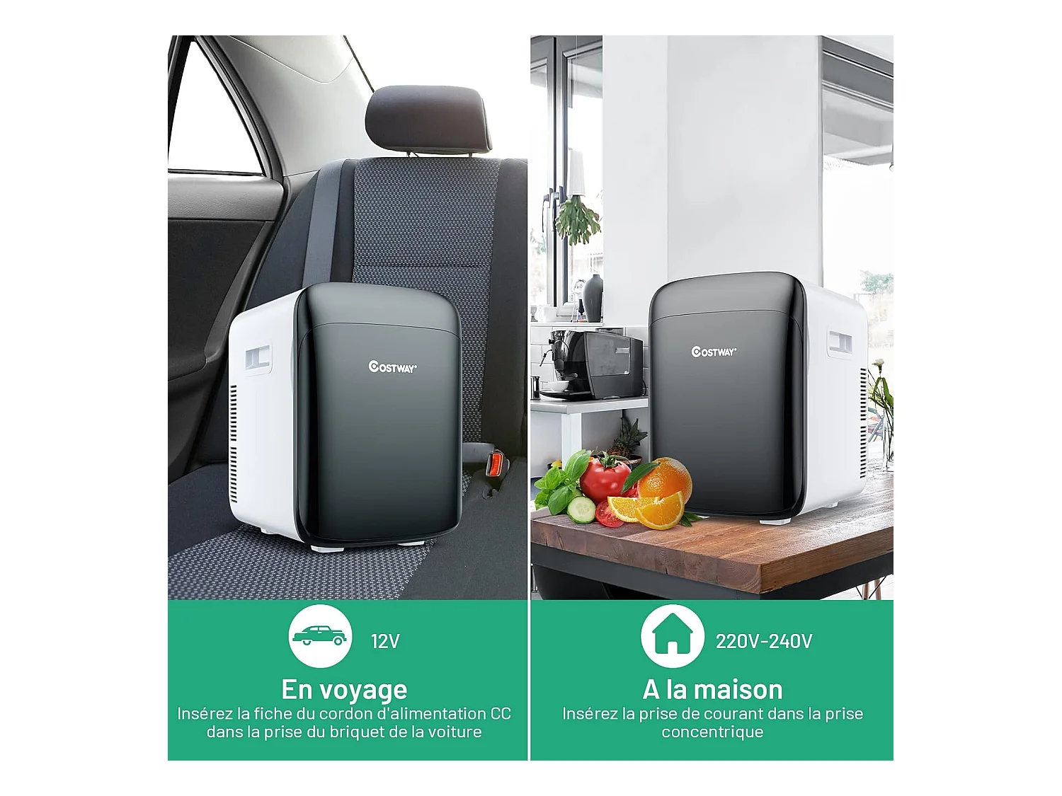 Mini Frigo 15L Mini Réfrigérateur 2 en 1 Fonction de Refroidissement et de Chauffage, Température -3 ℃ ~ 50 ℃, Mini frigo Portable 76 KWh/an (Noir)