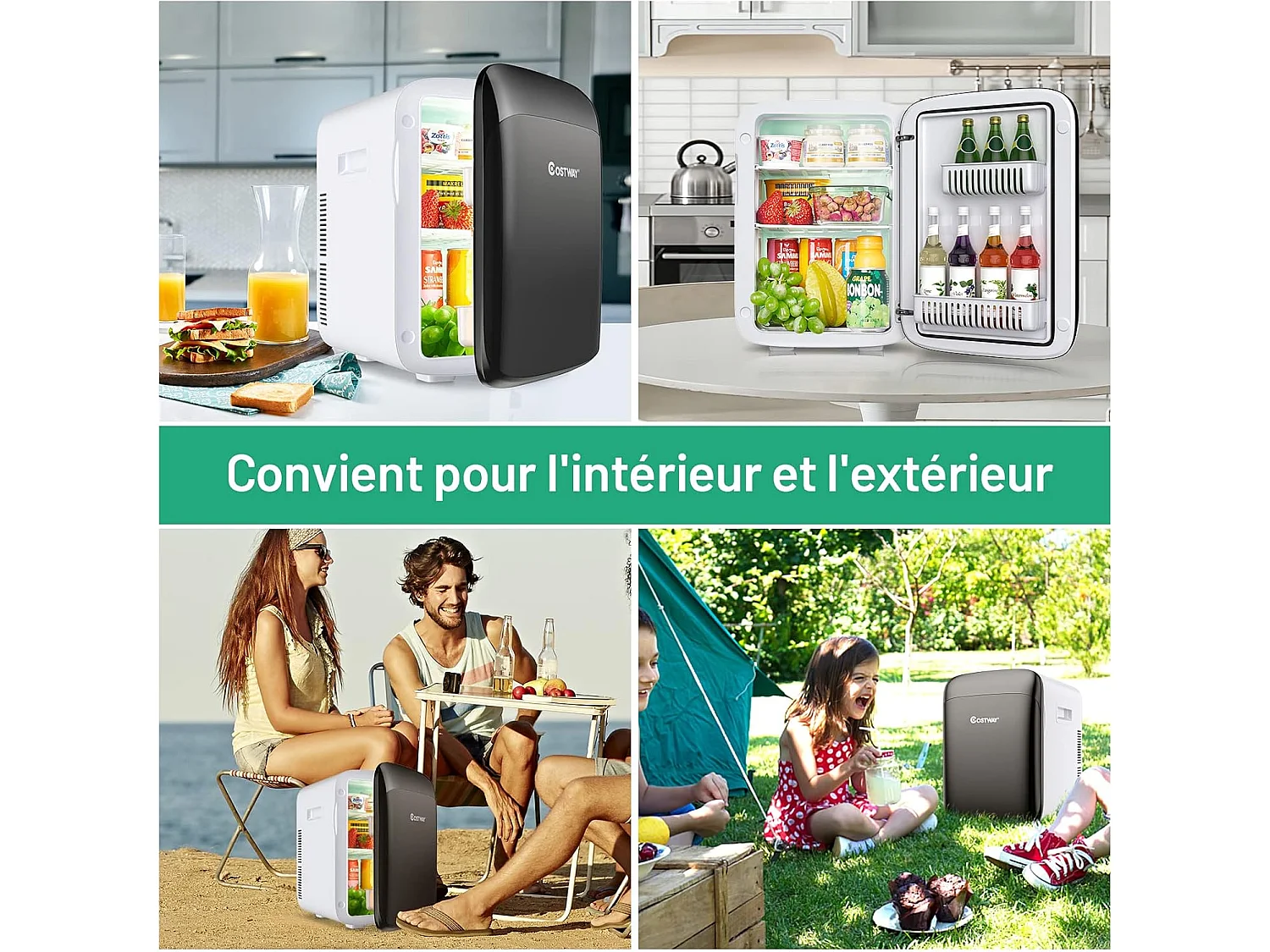Mini Frigo 15L Mini Réfrigérateur 2 en 1 Fonction de Refroidissement et de Chauffage, Température -3 ℃ ~ 50 ℃, Mini frigo Portable 76 KWh/an (Noir)