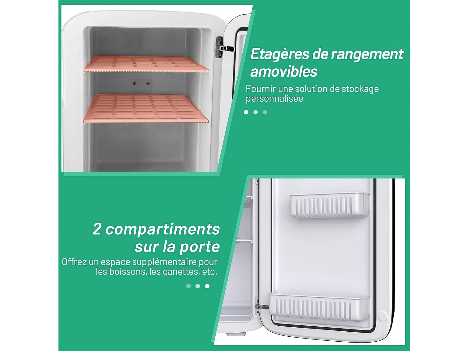 Mini Frigo 15L Mini Réfrigérateur 2 en 1 Fonction de Refroidissement et de Chauffage, Température -3 ℃ ~ 50 ℃, Mini frigo Portable 76 KWh/an (Noir)