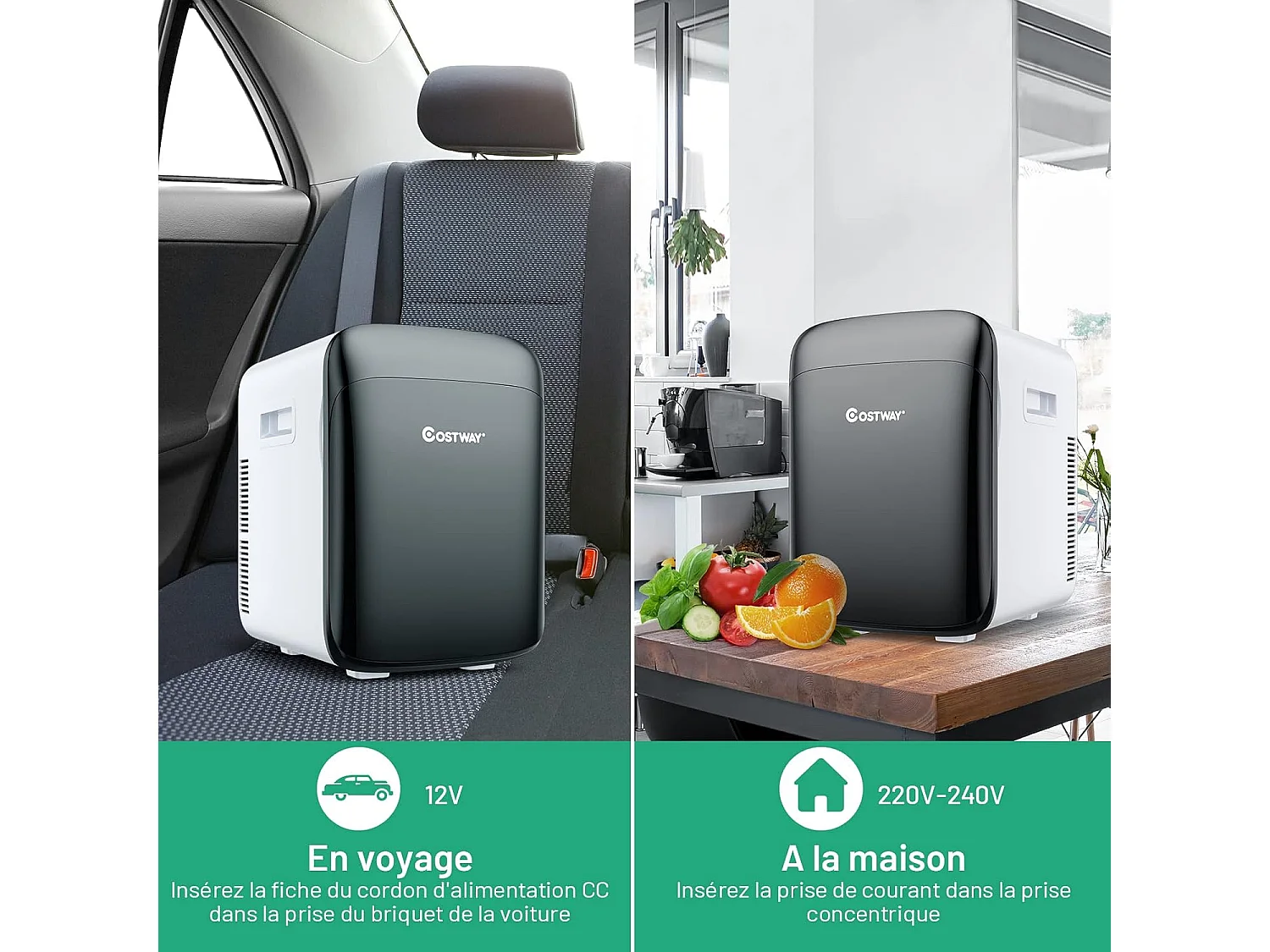 Mini Frigo 15L Mini Réfrigérateur 2 en 1 Fonction de Refroidissement et de Chauffage, Température -3 ℃ ~ 50 ℃, Mini frigo Portable 76 KWh/an (Noir)