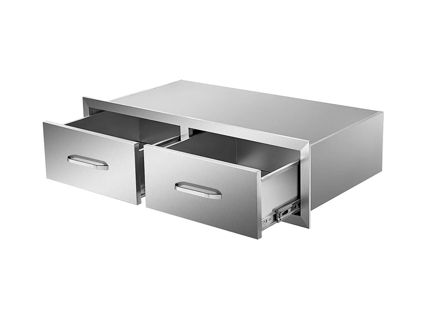 Tiroir à Double Accès SucceBuy, Double Espaces de Rangement en Acier Inoxydable, 76 x 51 x 25 cm, pour Cuisiner à l'Extérieur Faire, Barbecue Ranger
