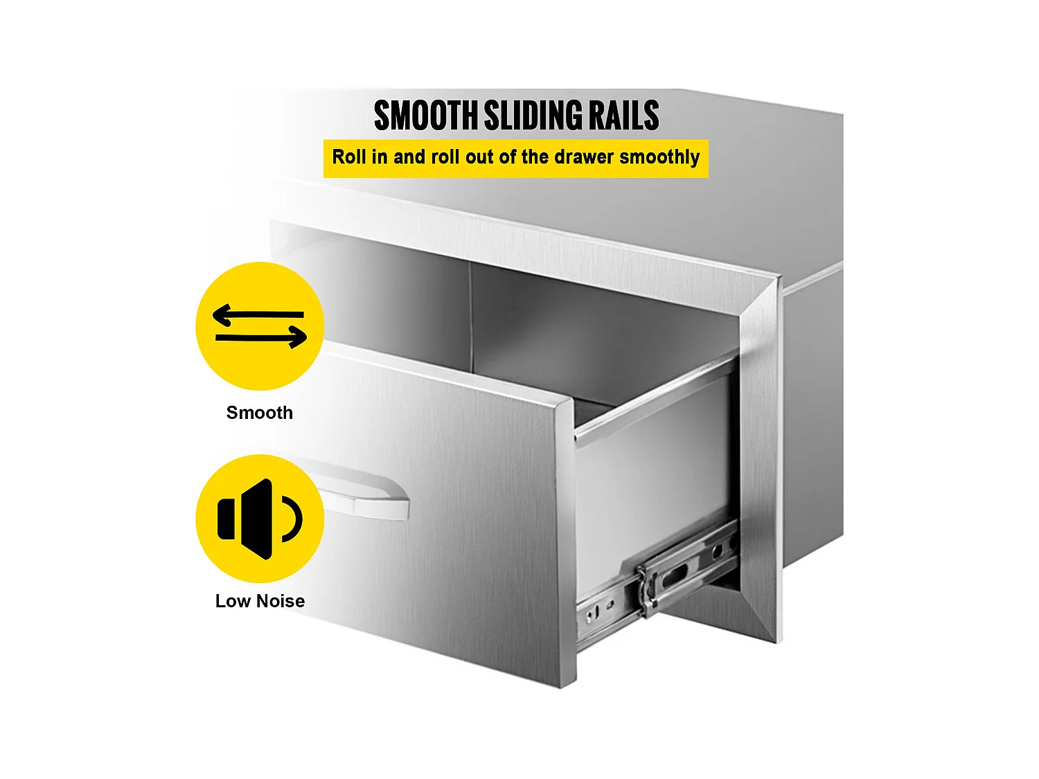 Tiroir à Double Accès SucceBuy, Double Espaces de Rangement en Acier Inoxydable, 76 x 51 x 25 cm, pour Cuisiner à l'Extérieur Faire, Barbecue Ranger