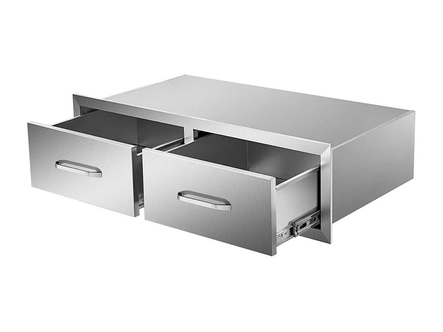 Tiroir à Double Accès SucceBuy, Double Espaces de Rangement en Acier Inoxydable, 76 x 51 x 25 cm, pour Cuisiner à l'Extérieur Faire, Barbecue Ranger