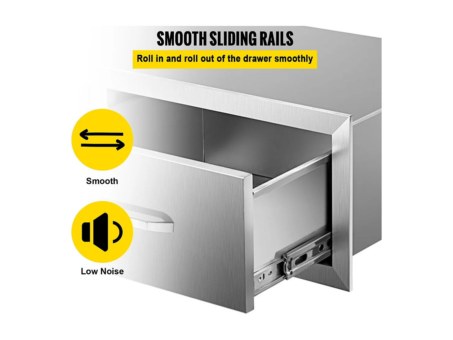 Tiroir à Double Accès SucceBuy, Double Espaces de Rangement en Acier Inoxydable, 76 x 51 x 25 cm, pour Cuisiner à l'Extérieur Faire, Barbecue Ranger