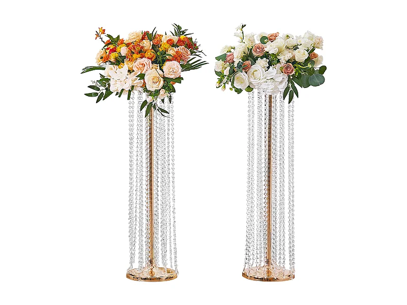 Supporti per Fiori di Matrimonio SucceBuy, in Cristallo, Set di 2 di 90 cm di Altezza, Centri di Tavolo Lusso