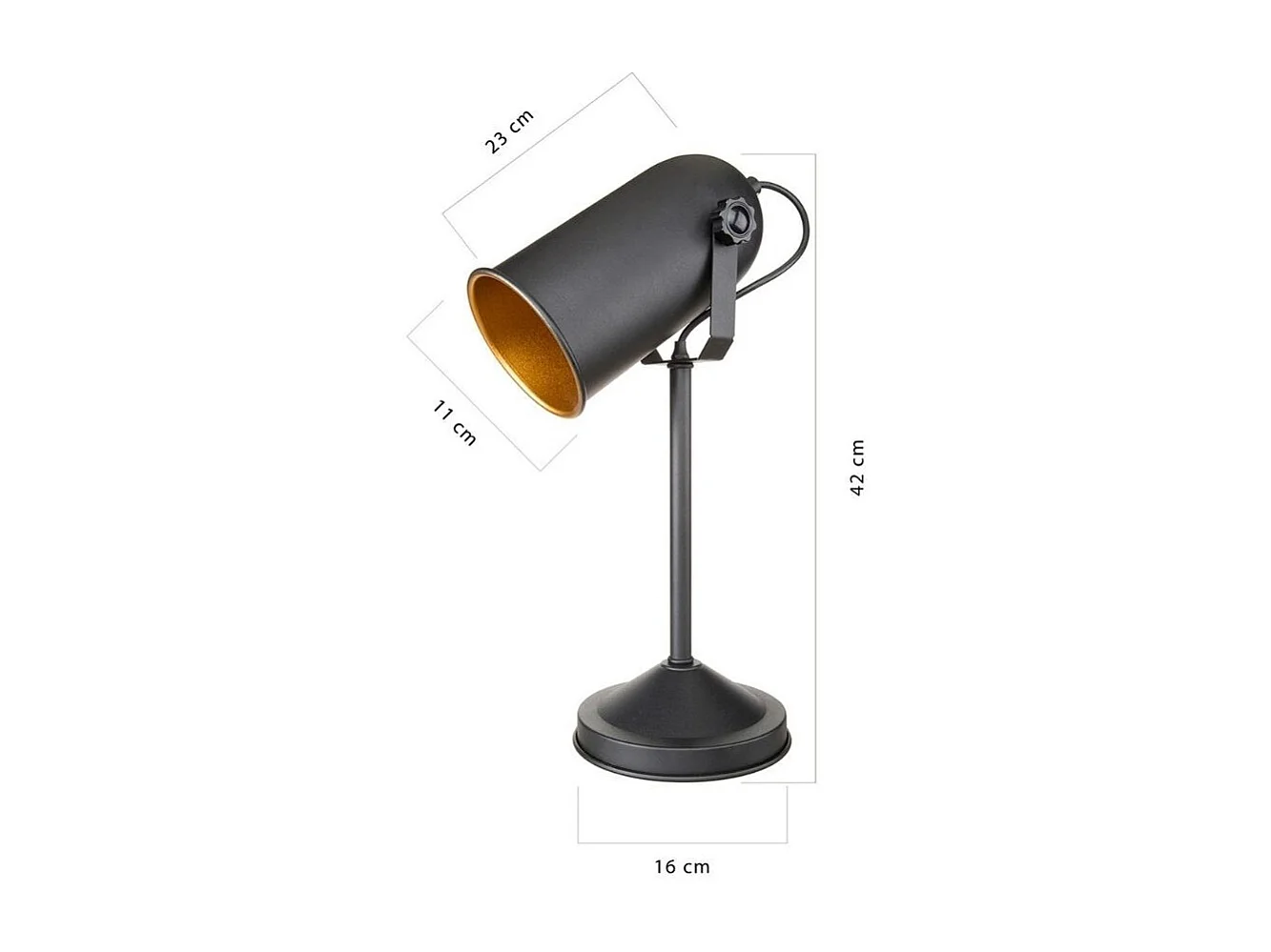 Lampada da tavolo orientabile metallo nero Tokyo MDL3636