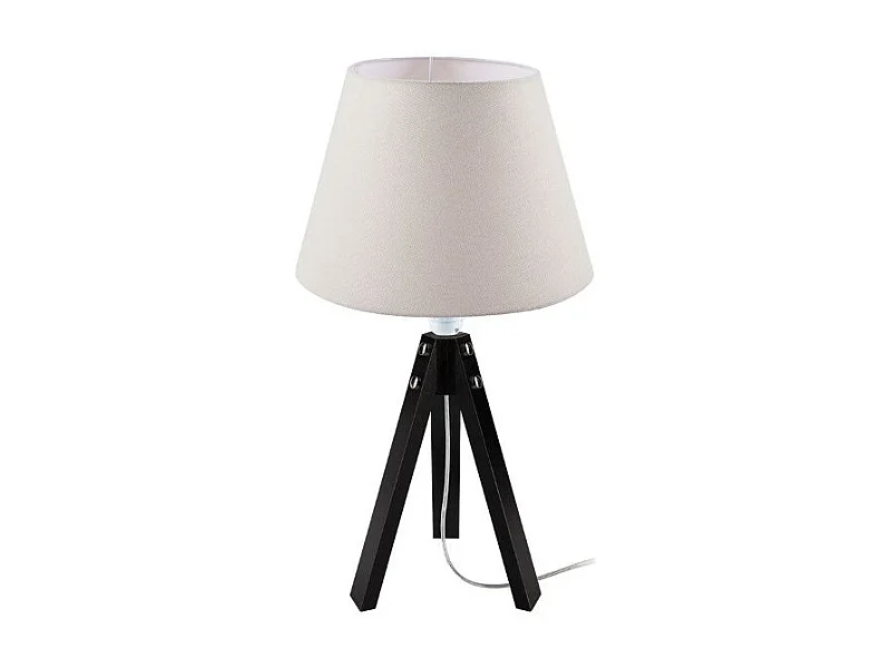 Lampada da tavolo treppiede nero e paralume tessuto colore bianco DECOPIC2632