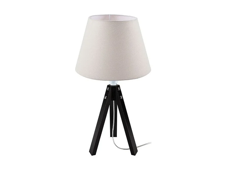 Lampada da tavolo treppiede nero e paralume tessuto colore bianco DECOPIC2632