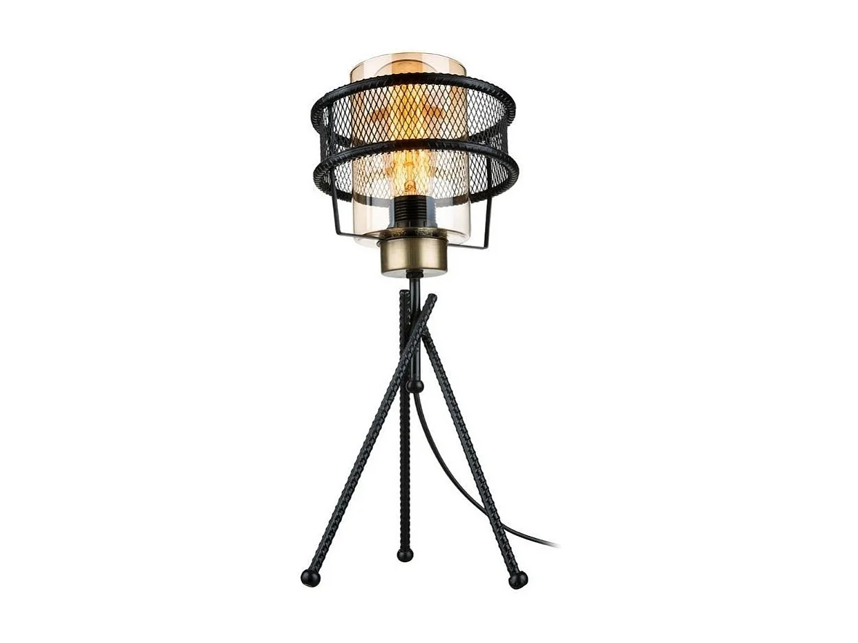 Lampada da tavolo in ferro intrecciato paralume vetro Grande MDL3713