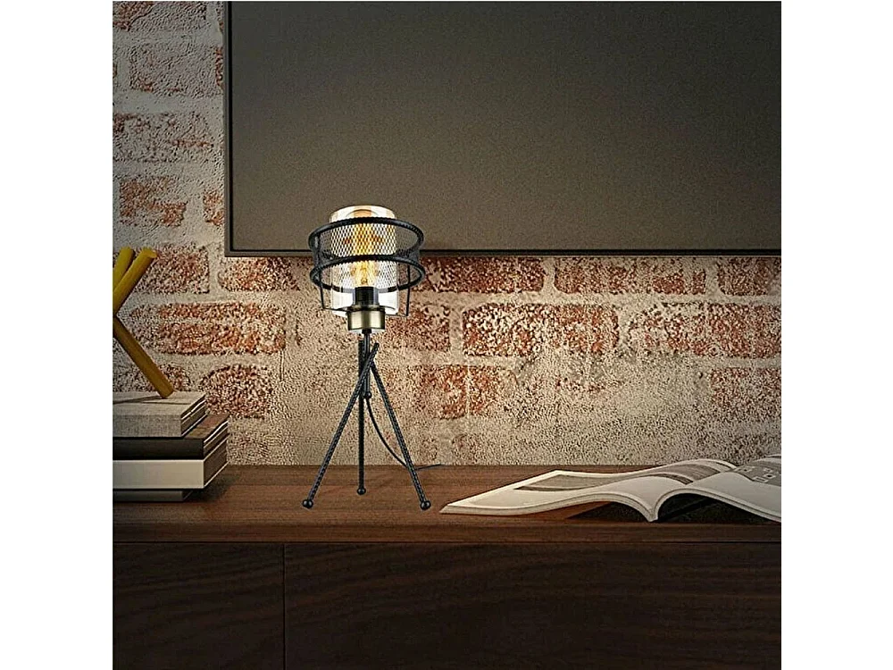 Lampada da tavolo in ferro intrecciato paralume vetro Grande MDL3713