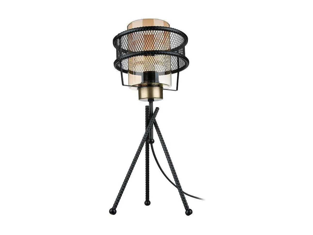 Lampada da tavolo in ferro intrecciato paralume vetro Grande MDL3713