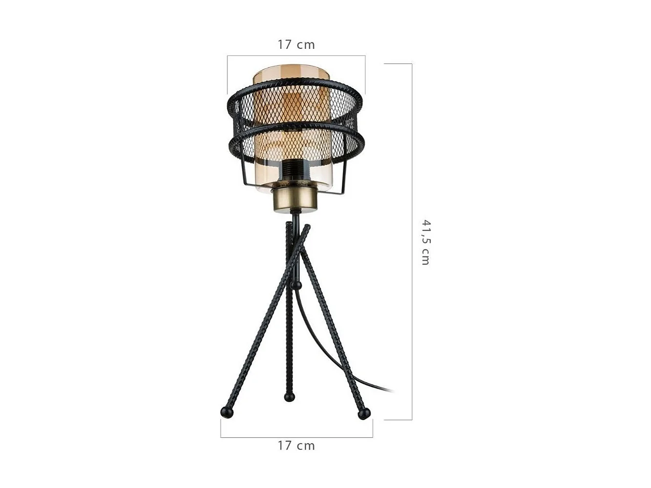 Lampada da tavolo in ferro intrecciato paralume vetro Grande MDL3713