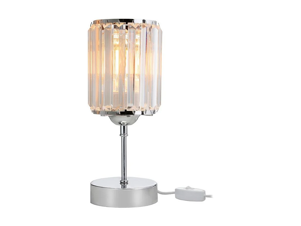 Lampada da tavolo cromata e paralume effetto cristallo Alis MNG7079