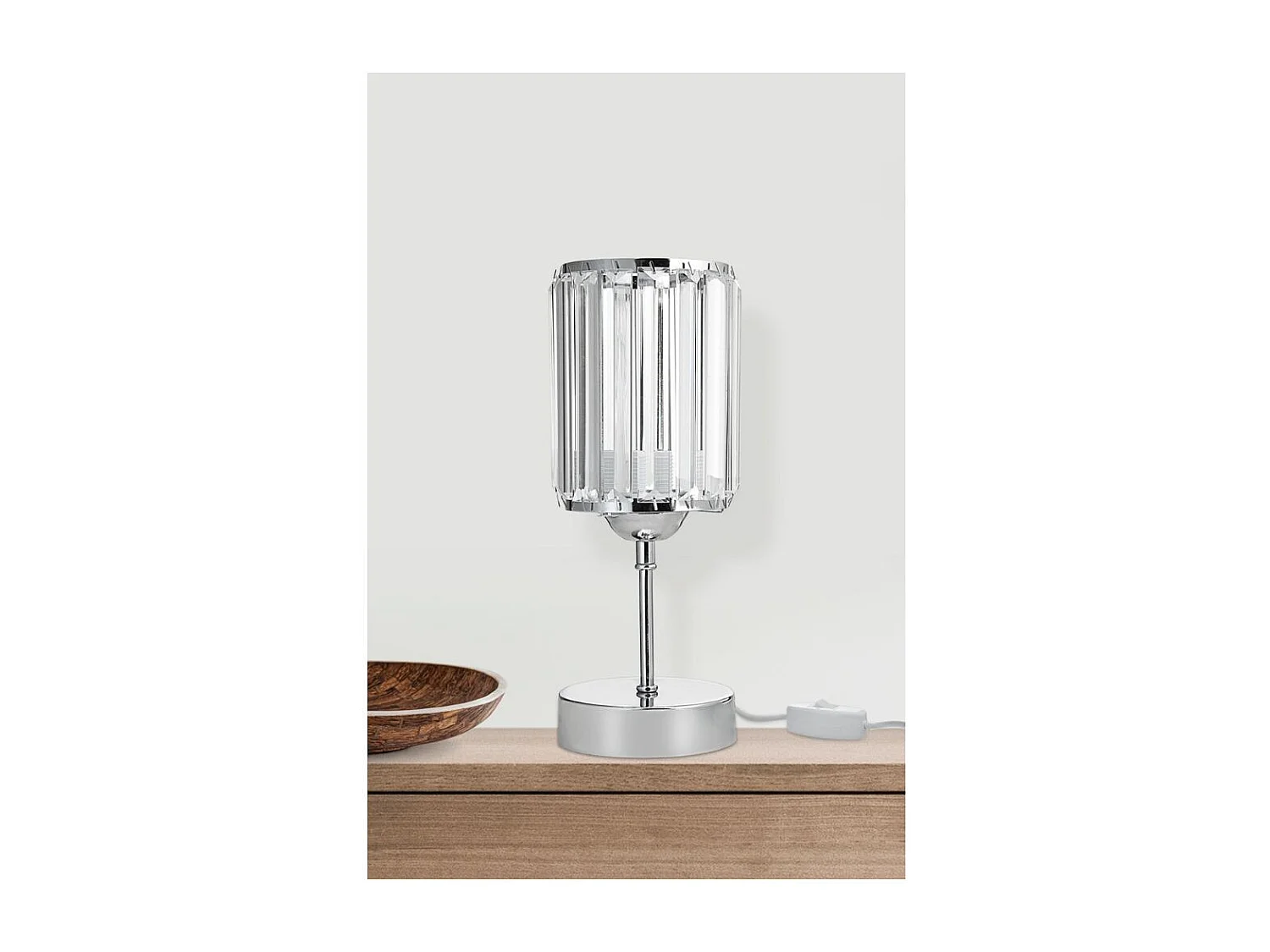 Lampada da tavolo cromata e paralume effetto cristallo Alis MNG7079