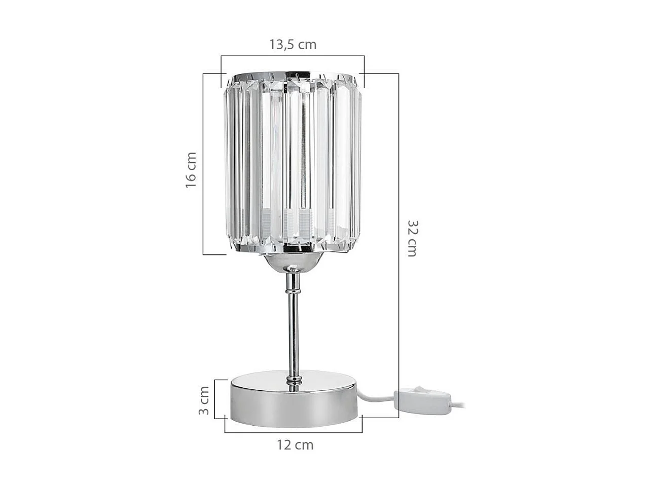 Lampada da tavolo cromata e paralume effetto cristallo Alis MNG7079