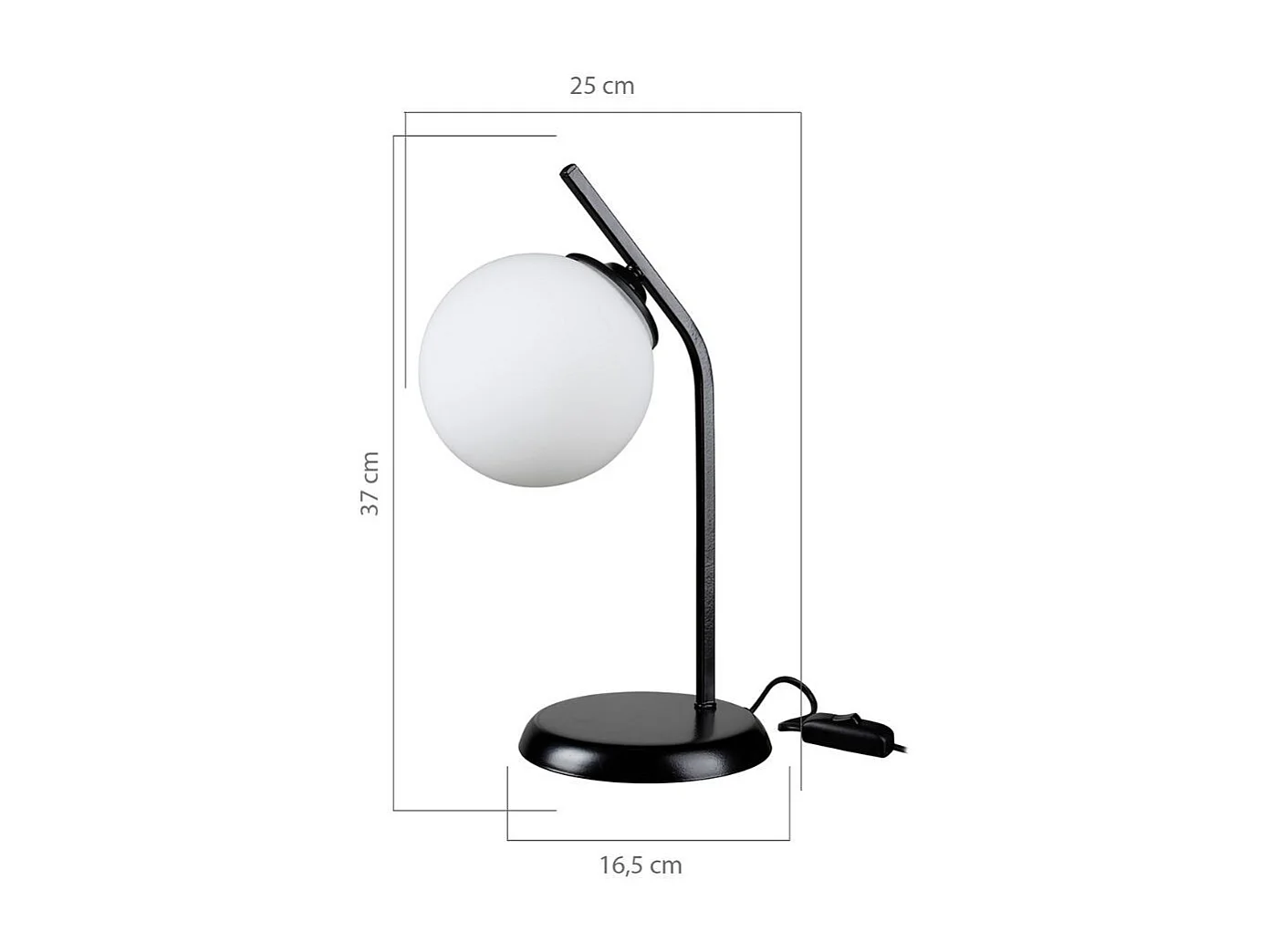 Lampada da tavolo metallo nero e paralume a sfera in vetro Toren ASZ1675