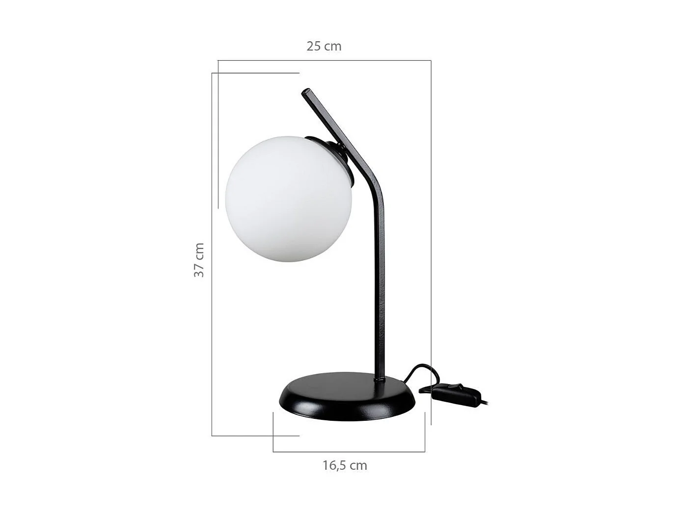 Lampada da tavolo metallo nero e paralume a sfera in vetro Toren ASZ1675
