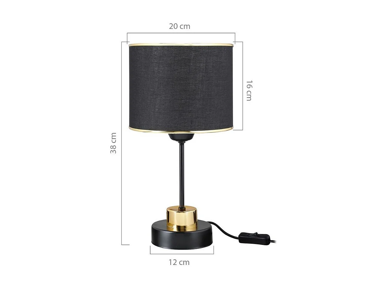 Lampada da tavolo metallo e paralume tessuto nero Arden ASZ1633