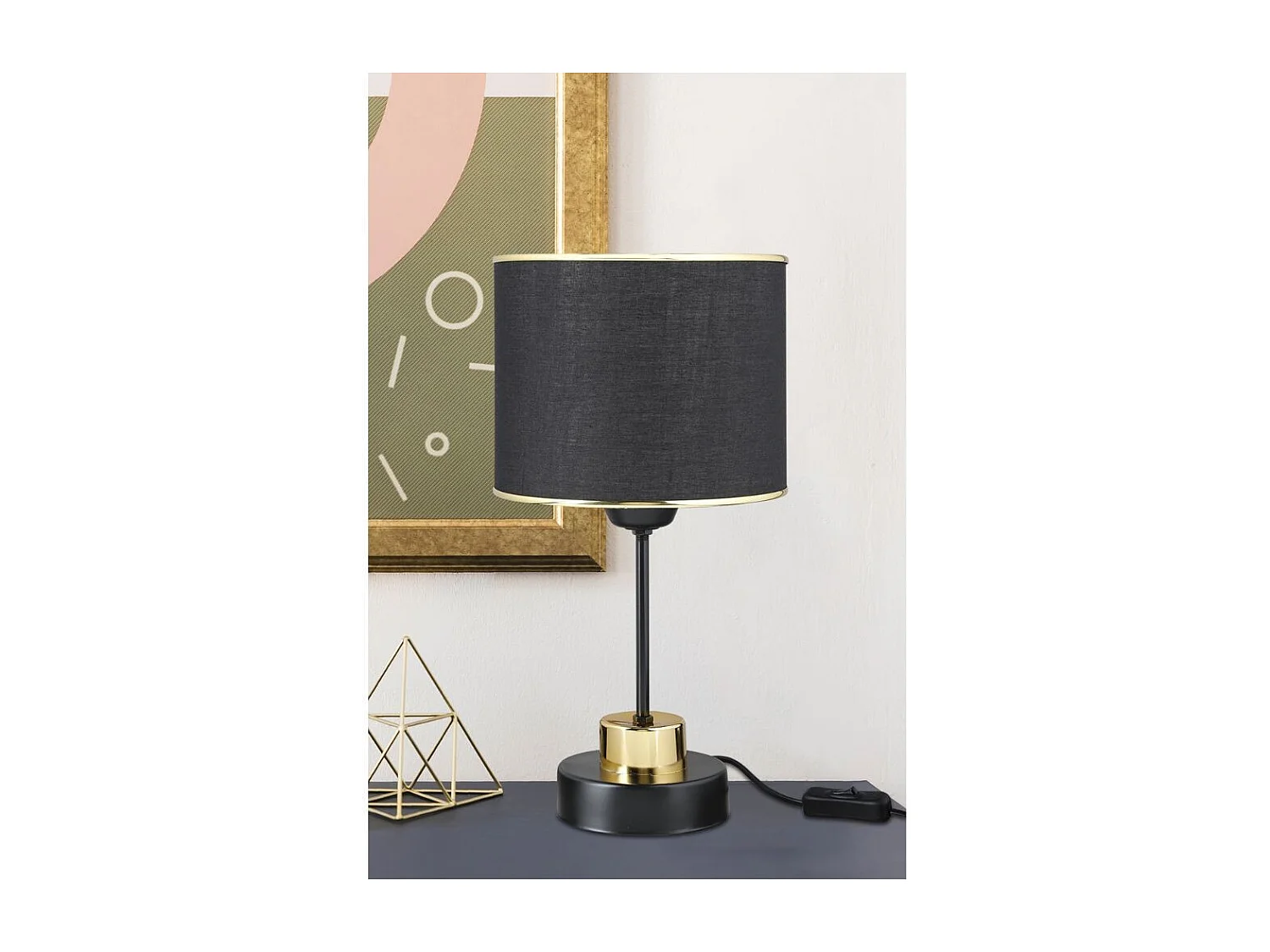 Lampada da tavolo metallo e paralume tessuto nero Arden ASZ1633