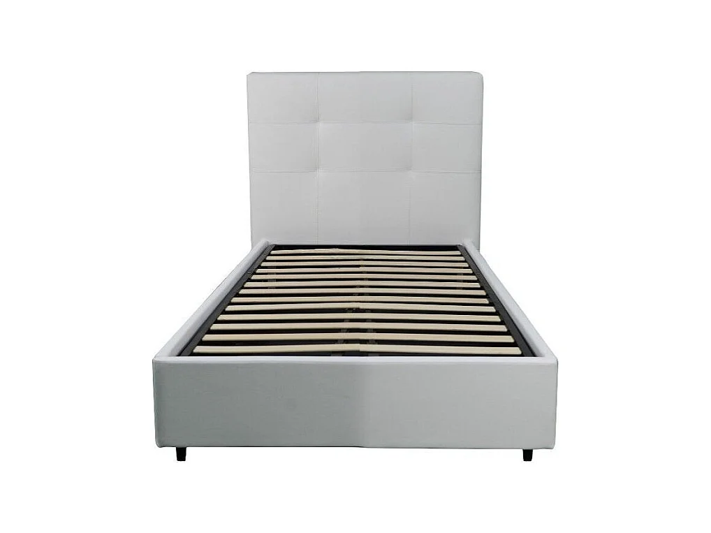 Letto singolo con contenitore Ascoli 102x210x110H ecopelle colore bianco