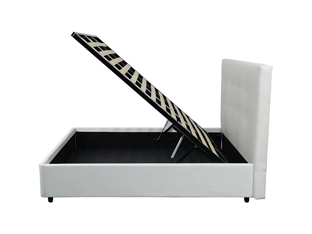 Letto singolo con contenitore Ascoli 102x210x110H ecopelle colore bianco