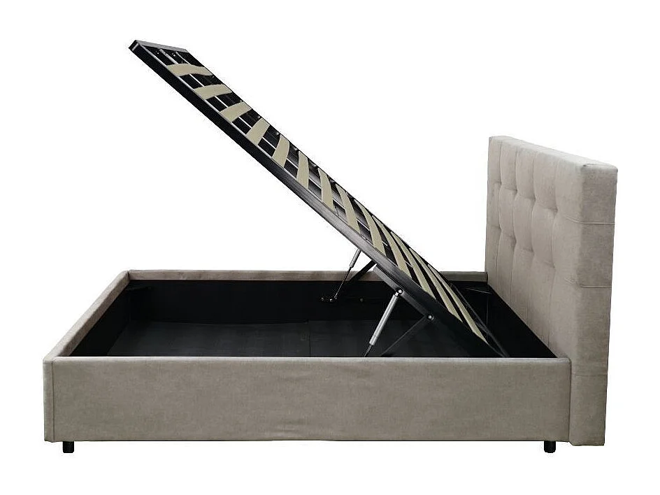 Letto singolo con contenitore Ascoli 102x210x124H tessuto Enjoy tortora