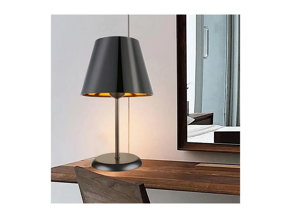Lampada da tavolo in metallo e paralume tessuto nero Verda ASZ1212
