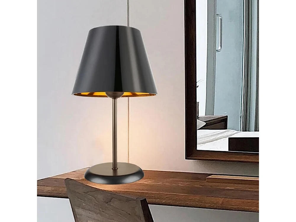 Lampada da tavolo in metallo e paralume tessuto nero Verda ASZ1212