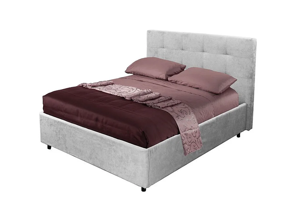 Letto una piazza e mezza con contenitore Ascoli 142x210x110H tessuto Enjoy colore grigio