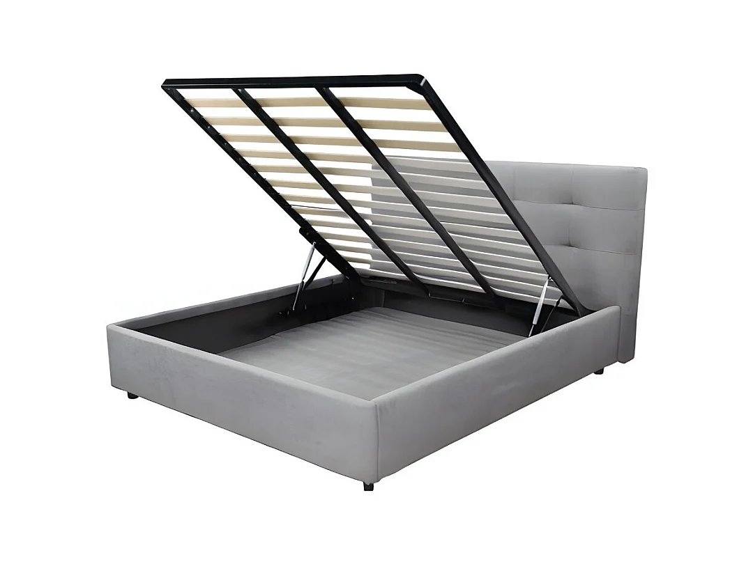 Letto una piazza e mezza con contenitore Ascoli 142x210x110H tessuto Enjoy colore grigio