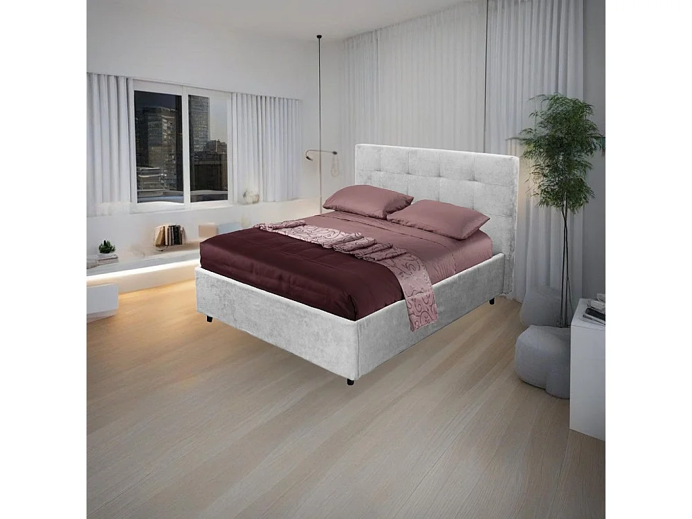 Letto una piazza e mezza con contenitore Ascoli 142x210x110H tessuto Enjoy colore grigio