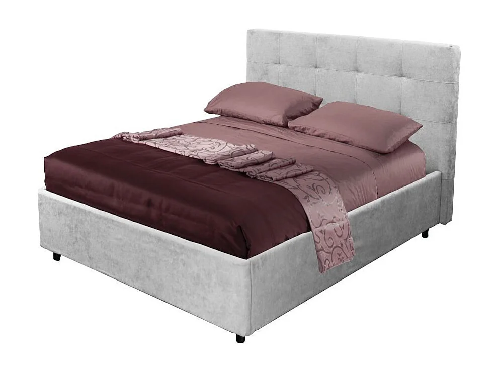 Letto una piazza e mezza con contenitore Ascoli 142x210x110H tessuto Enjoy colore grigio