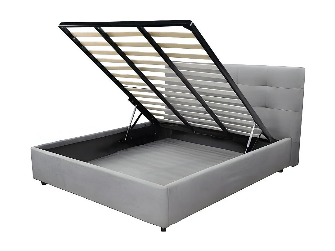 Letto una piazza e mezza con contenitore Ascoli 142x210x110H tessuto Enjoy colore grigio