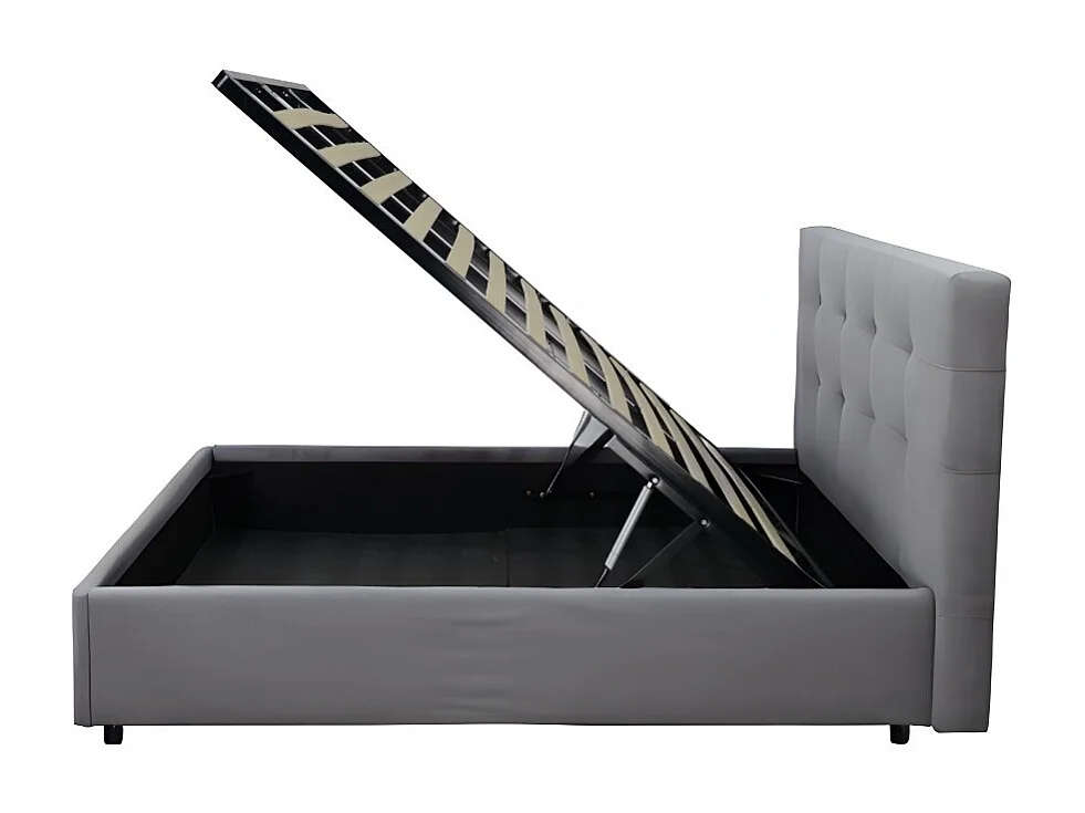 Letto una piazza e mezza con contenitore Ascoli 142x210x110H tessuto Enjoy colore grigio