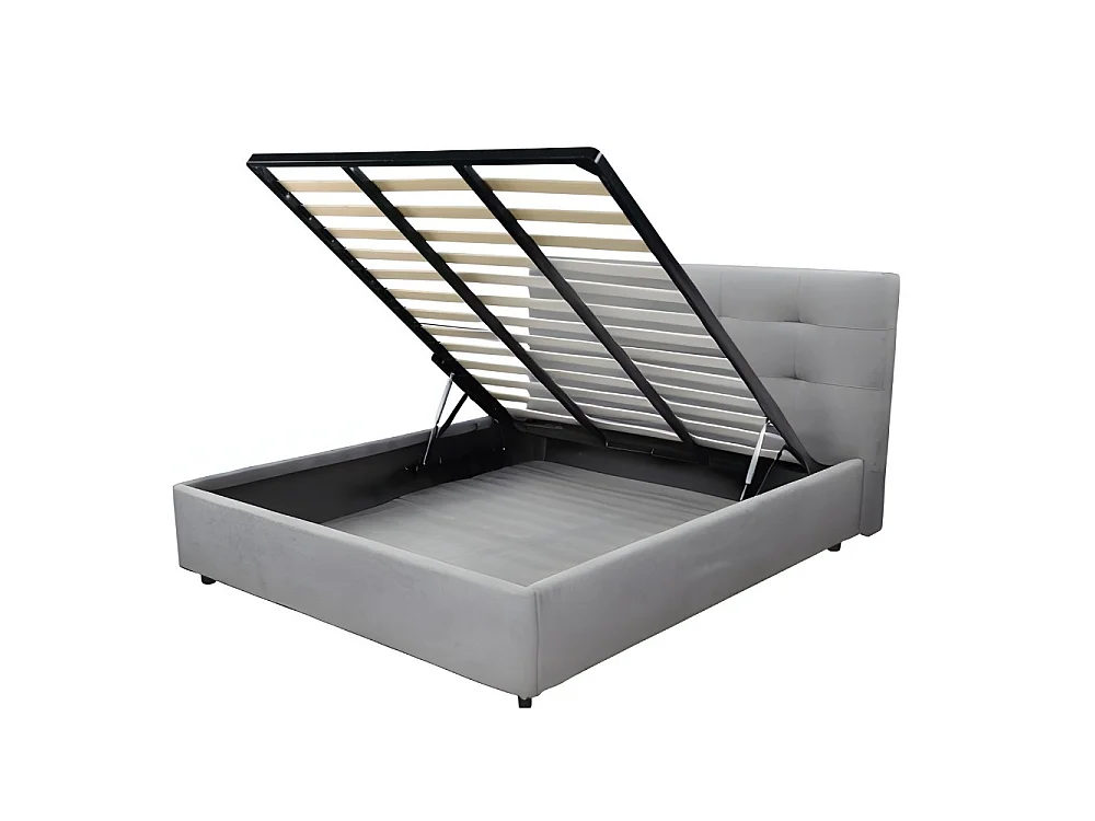 Letto una piazza e mezza con contenitore Ascoli 142x210x124H tessuto Enjoy colore grigio