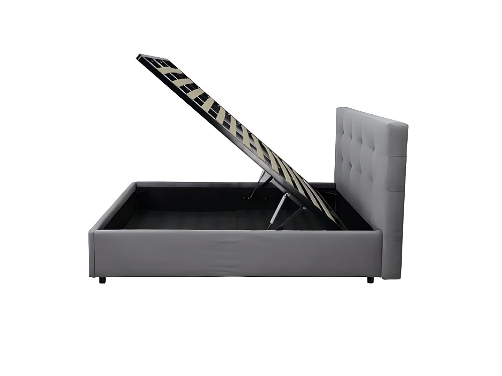 Letto una piazza e mezza con contenitore Ascoli 142x210x124H tessuto Enjoy colore grigio