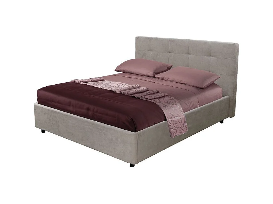 Letto Matrimoniale contenitore Ascoli 182x210x110H tessuto Enjoy tortora