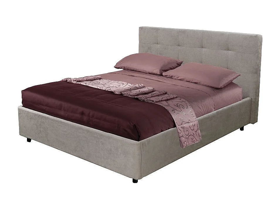 Letto Matrimoniale contenitore Ascoli 182x210x110H tessuto Enjoy tortora