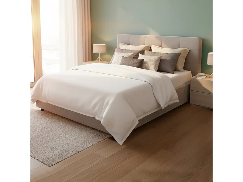 Letto Matrimoniale contenitore Ascoli 182x210x124H tessuto Enjoy tortora