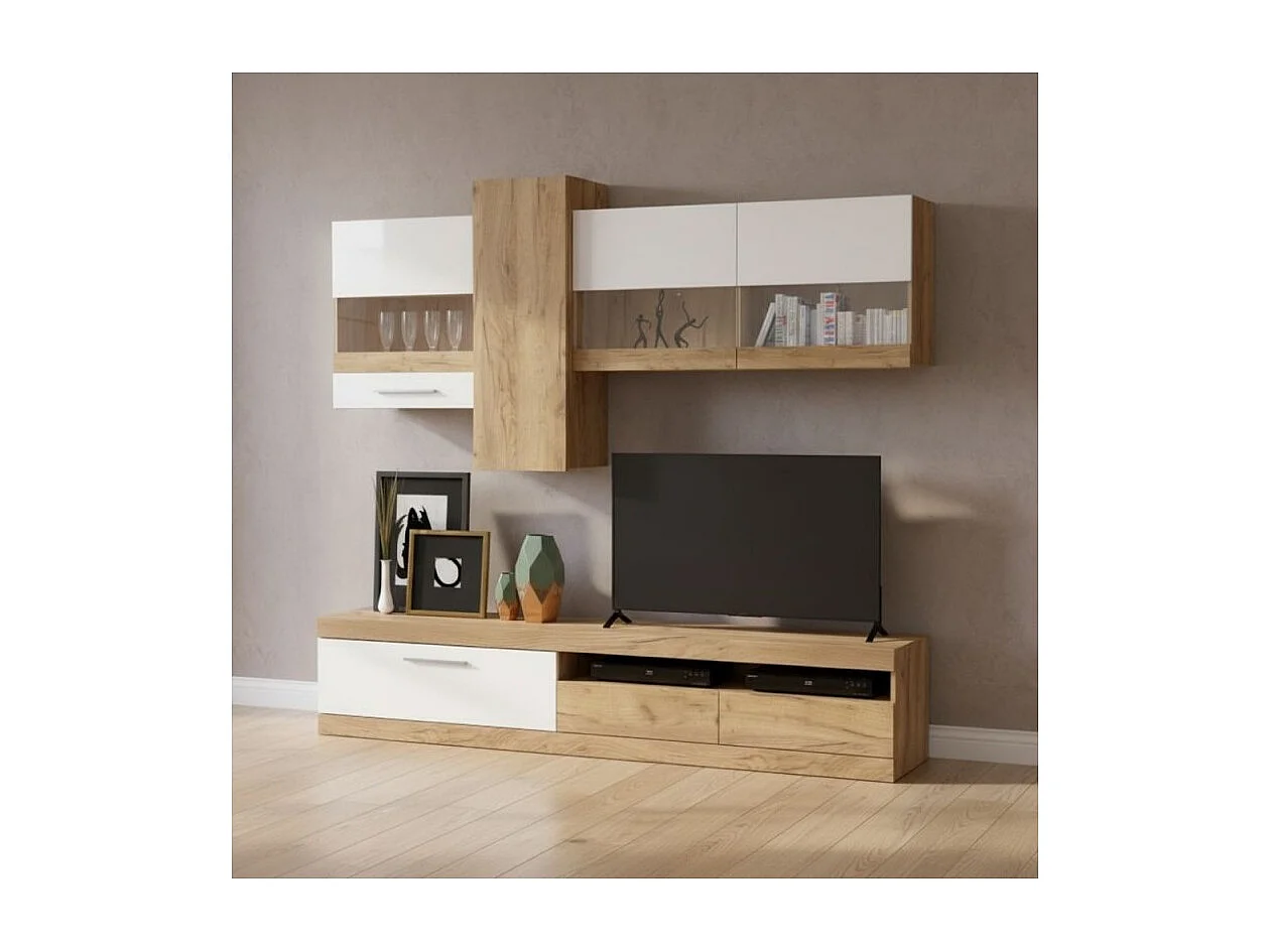 Parete attrezzata rovere e bianco Tokio 235x44,1x195h