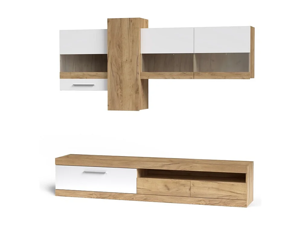 Parete attrezzata rovere e bianco Tokio 235x44,1x195h