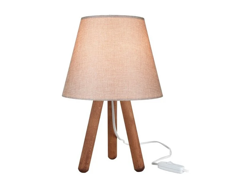 Lampada da tavolo treppiede noce e paralume colore beige Pino ASZ1452