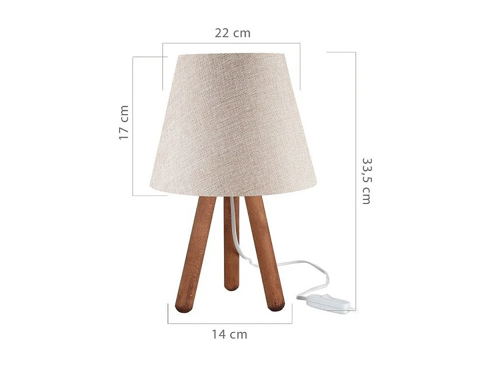 Lampada da tavolo treppiede noce e paralume colore beige Pino ASZ1452