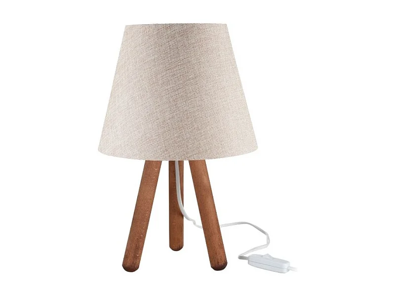 Lampada da tavolo treppiede noce e paralume colore beige Pino ASZ1452