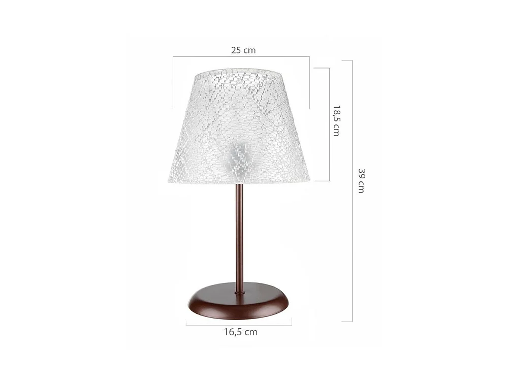 Lampada da tavolo in metallo e paralume tessuto ricamo Elva MNG3065