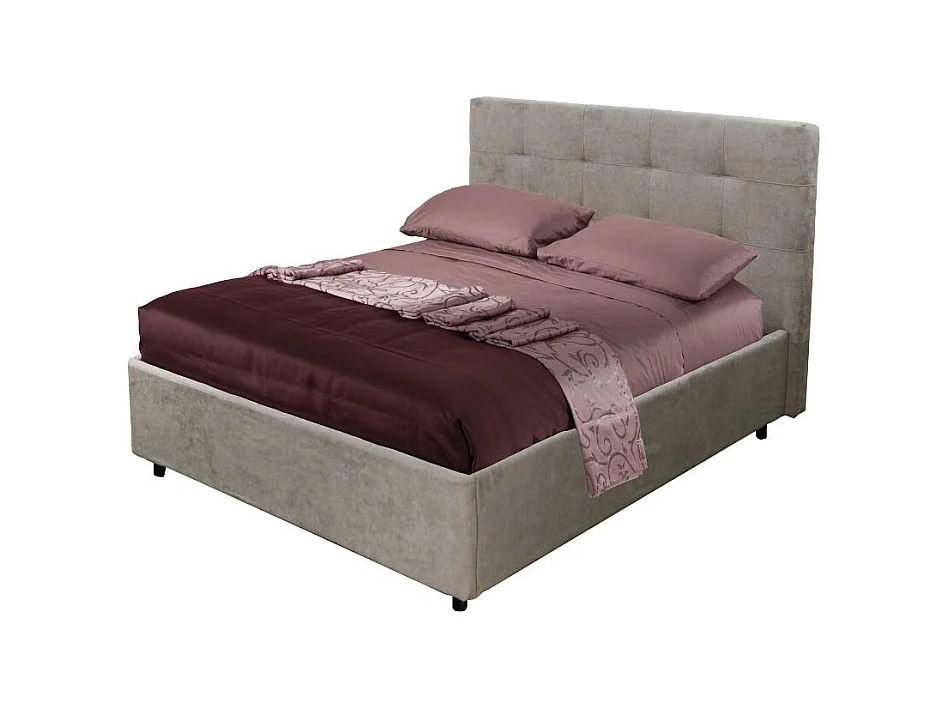 Letto una piazza e mezza con contenitore Ascoli 142x210x110H tessuto Enjoy colore tortora